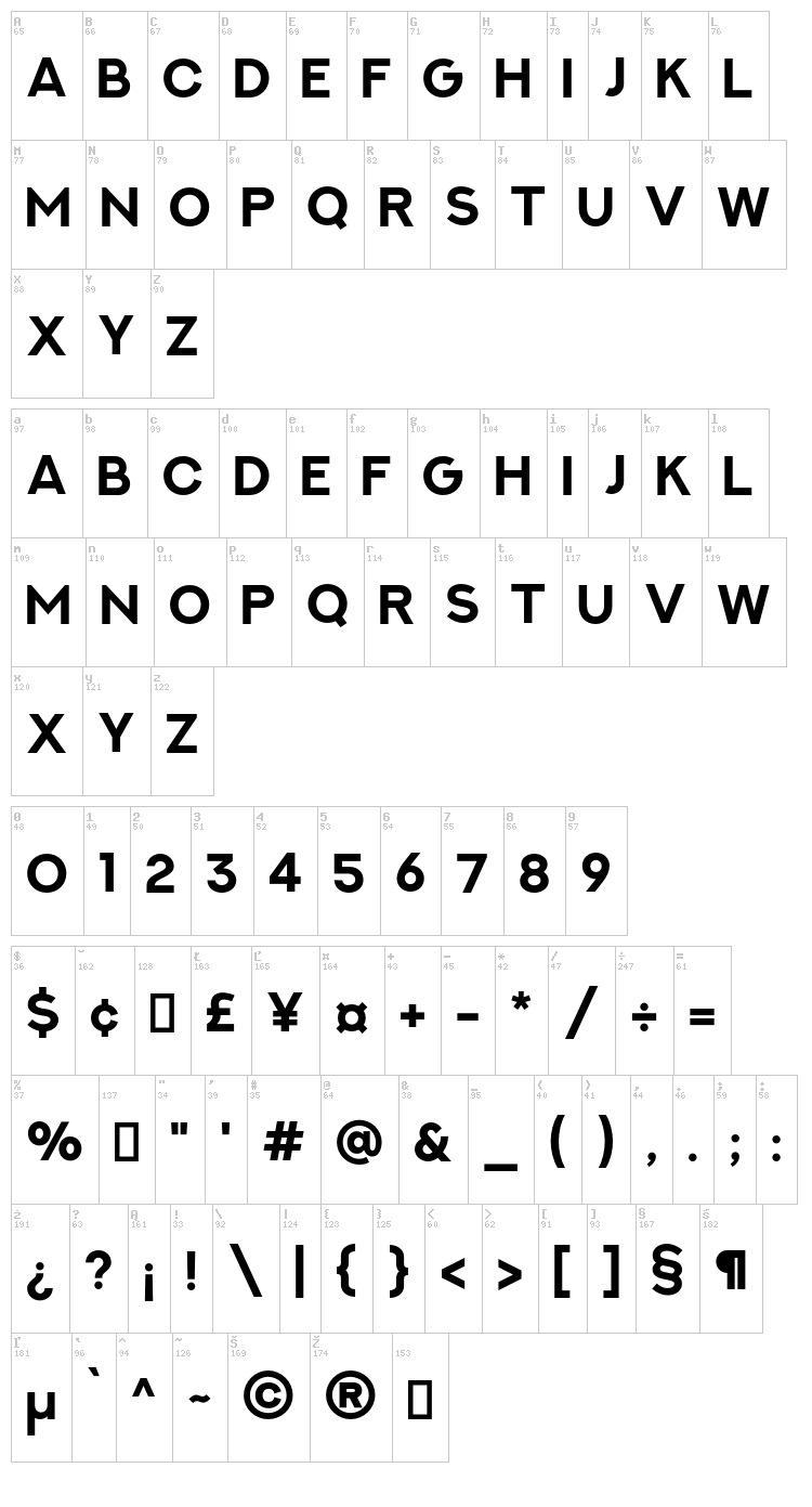 Next Art font map
